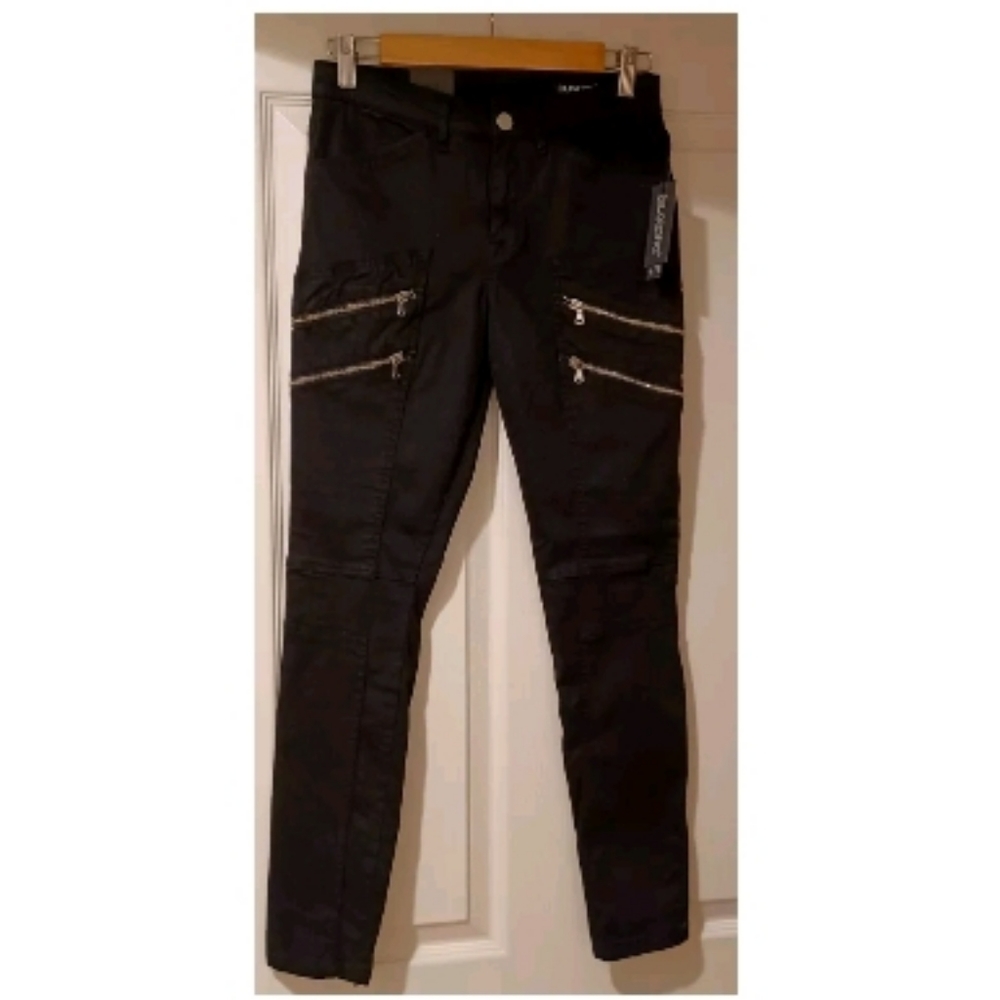 BLANKNYC BLACK COTTON ZIPPERS SKINNY ANKLE ZIPPERS